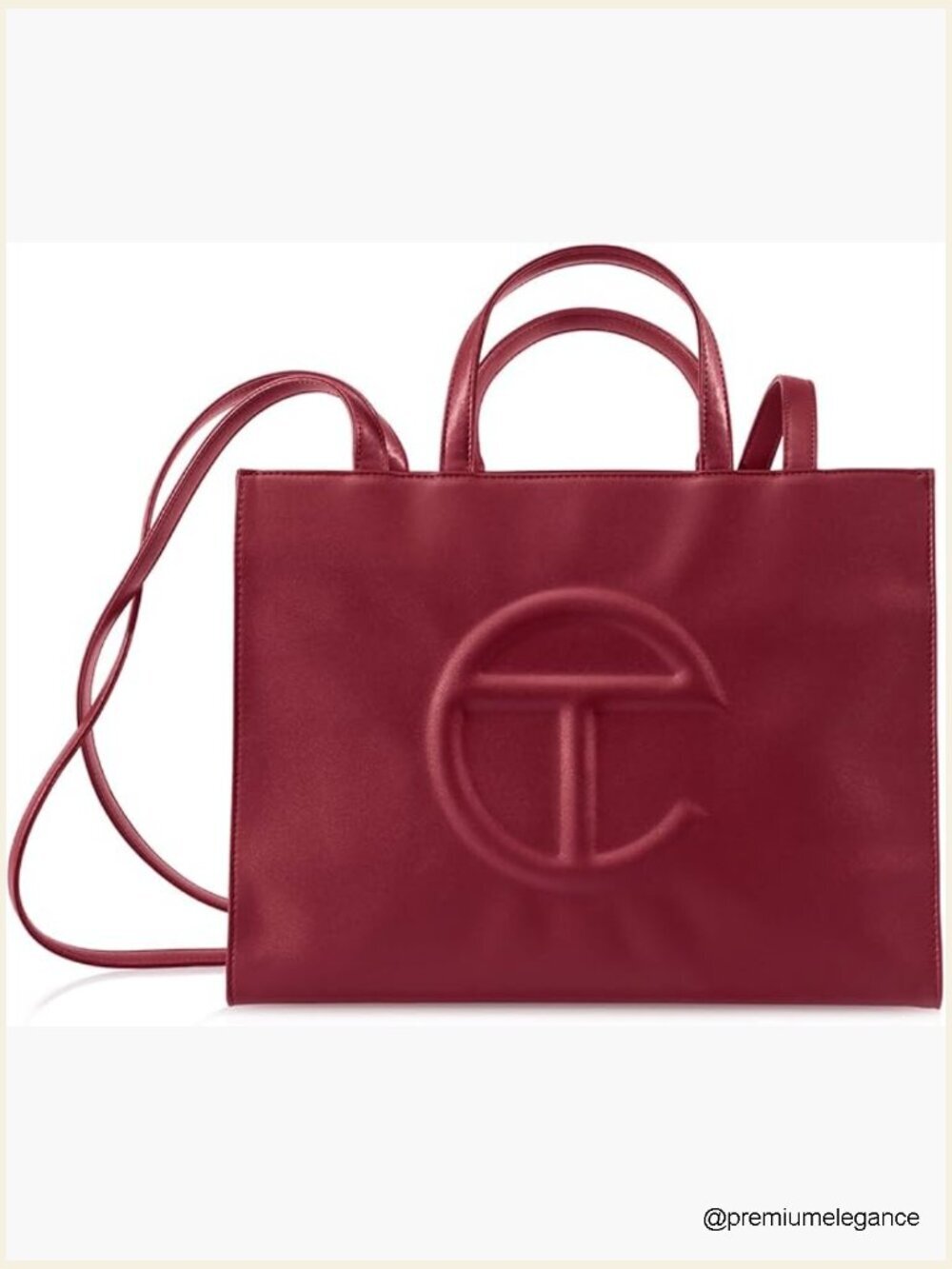 Medium Faux Leather Shopping Tote with Logo, Fits Laptop, Crossbody Strap